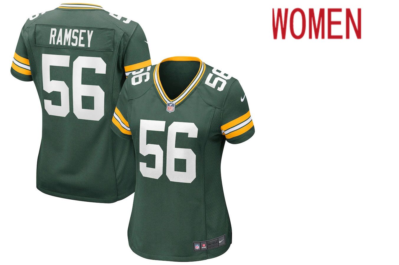 Women Green Bay Packers #56 Randy Ramsey Nike Green Game NFL Jersey